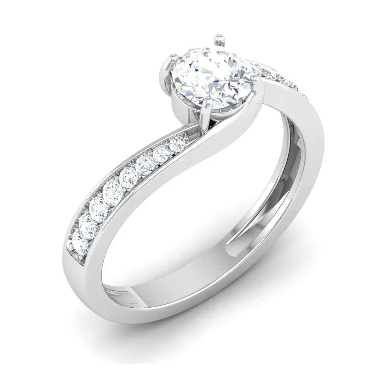 50-Pointer Lab Grown Solitaire Curvy Platinum Engagement Ring for Women JL PT LG G 480