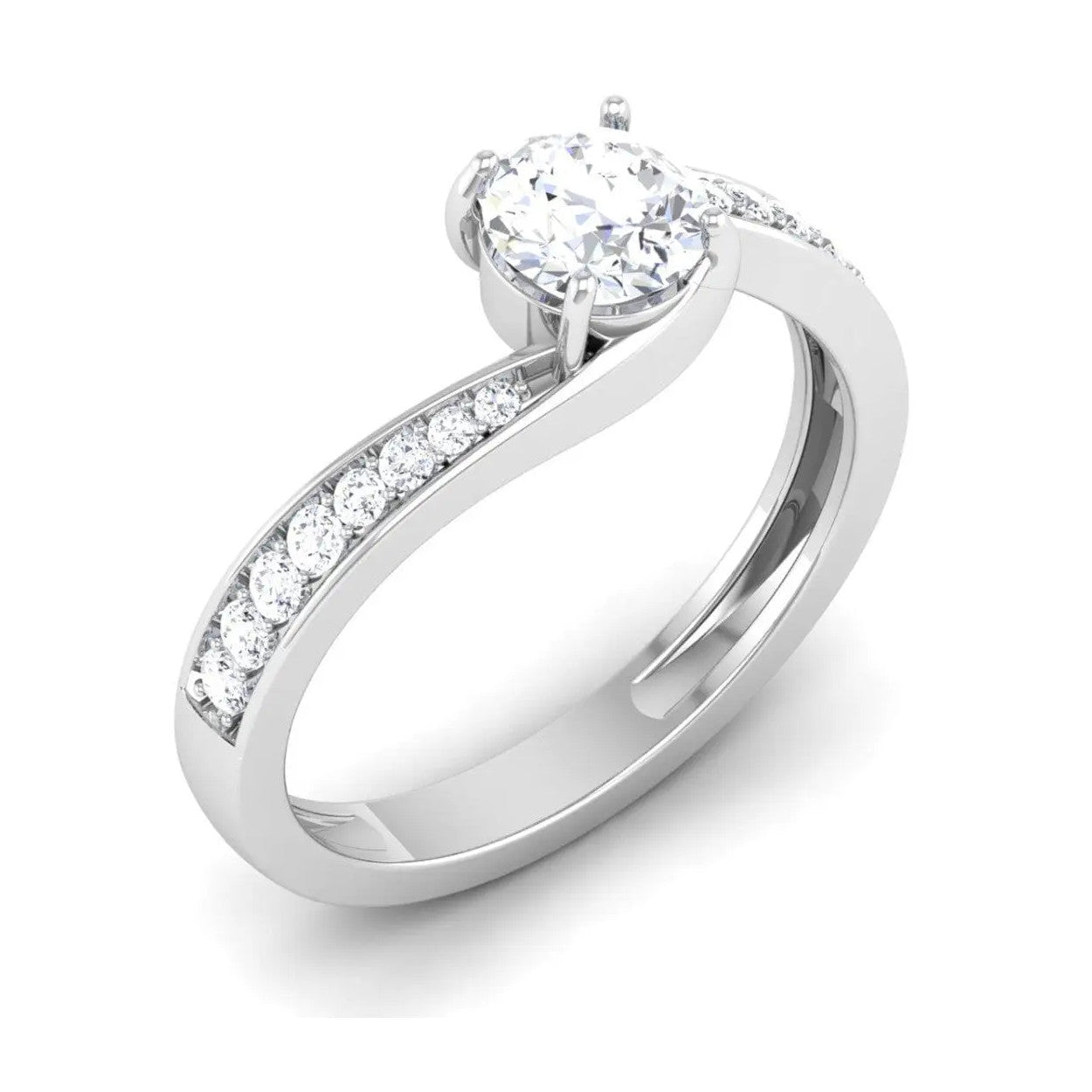 1.50-Carat Lab Grown Solitaire Curvy Platinum Engagement Ring for Women JL PT LG 480-A