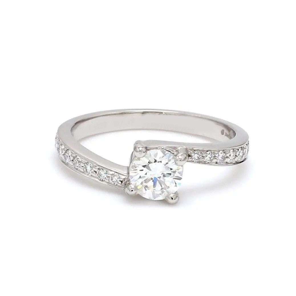 1-Carat Lab Grown Solitaire Curvy Platinum Engagement Ring for Women JL PT LG 480