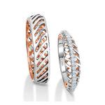 Load image into Gallery viewer, Designer Diamonds Platinum Love Bands with Rose Gold JL PT 1070

