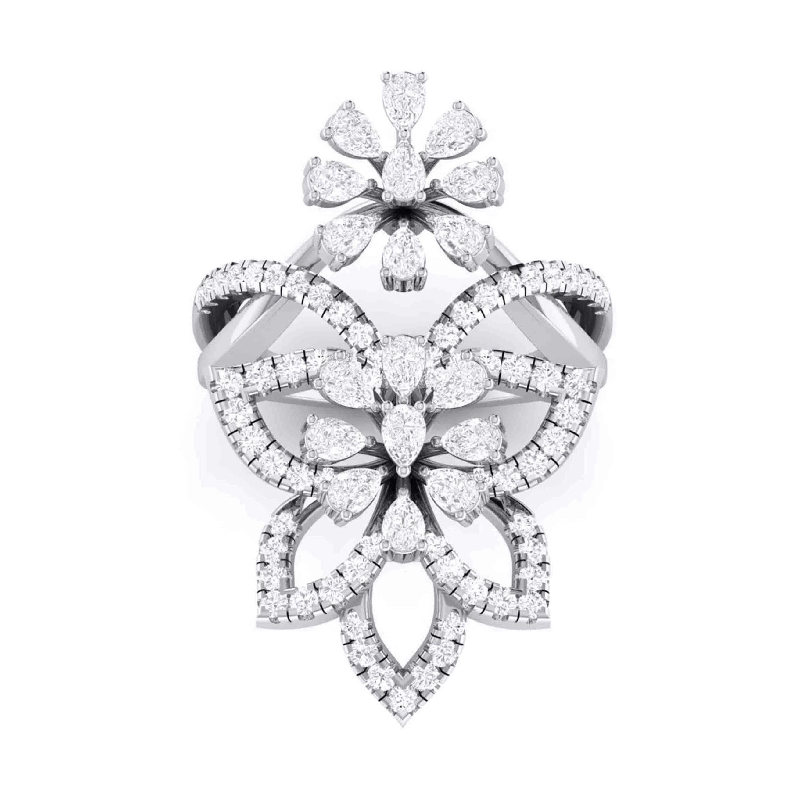 Designer Flower Diamond Cocktail Ring in platinum for Women JL PT R-010