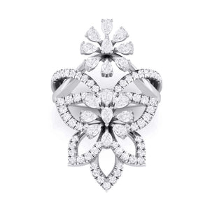 Designer Flower Diamond Cocktail Ring in platinum for Women