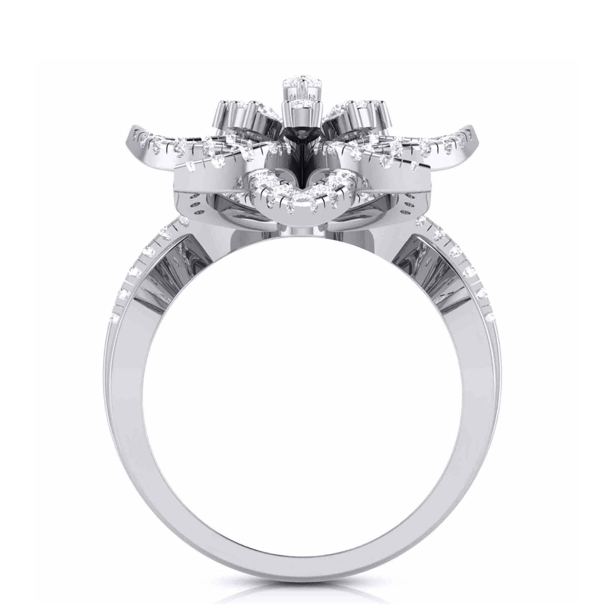 Designer Flower Diamond Cocktail Ring in platinum for Women JL PT R-010