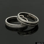 Load image into Gallery viewer, Designer Half Eternity &amp; Plain Platinum Couple Rings JL PT 524
