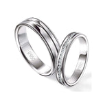 Load image into Gallery viewer, Designer Half Eternity &amp; Plain Platinum Couple Rings JL PT 524
