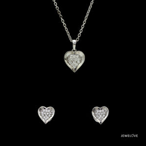 Evara Platinum Diamond Heart Pendant Set JL PT P E 326