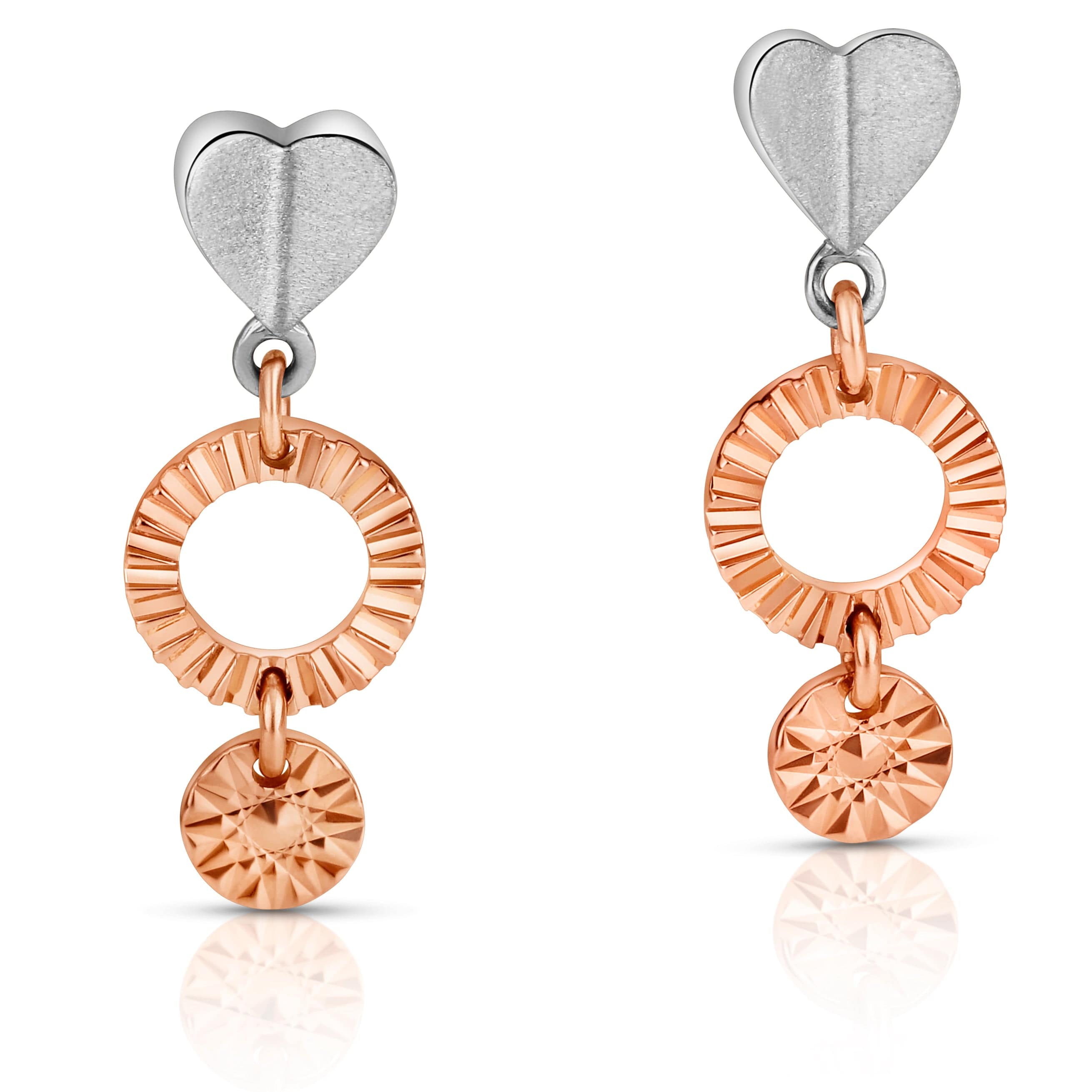 Designer Plain Platinum & Rose Gold Earrings JL PT E 213