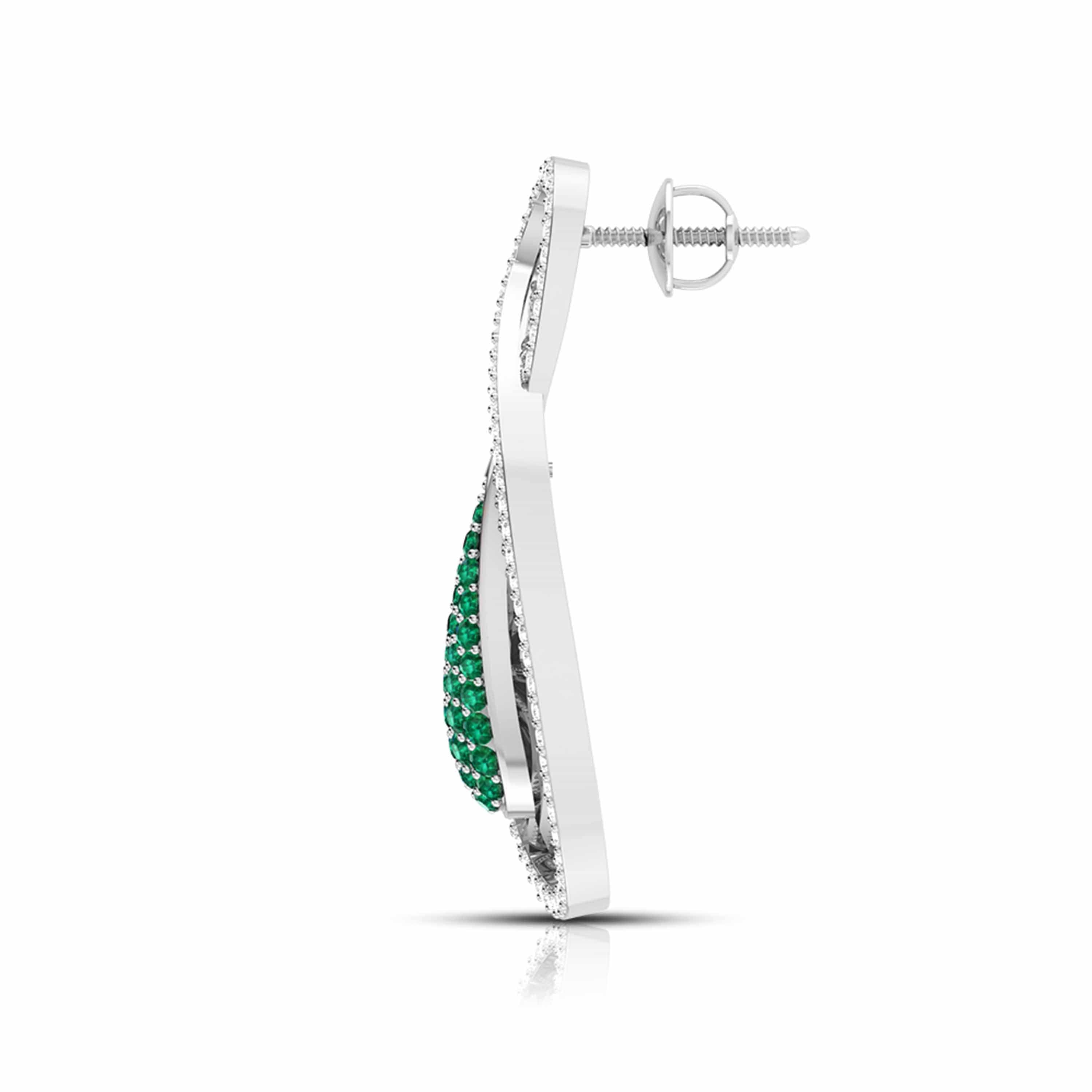 Designer Platinum with Diamond & Emerald Earrings for Women JL PT E NL8523E   Jewelove.US