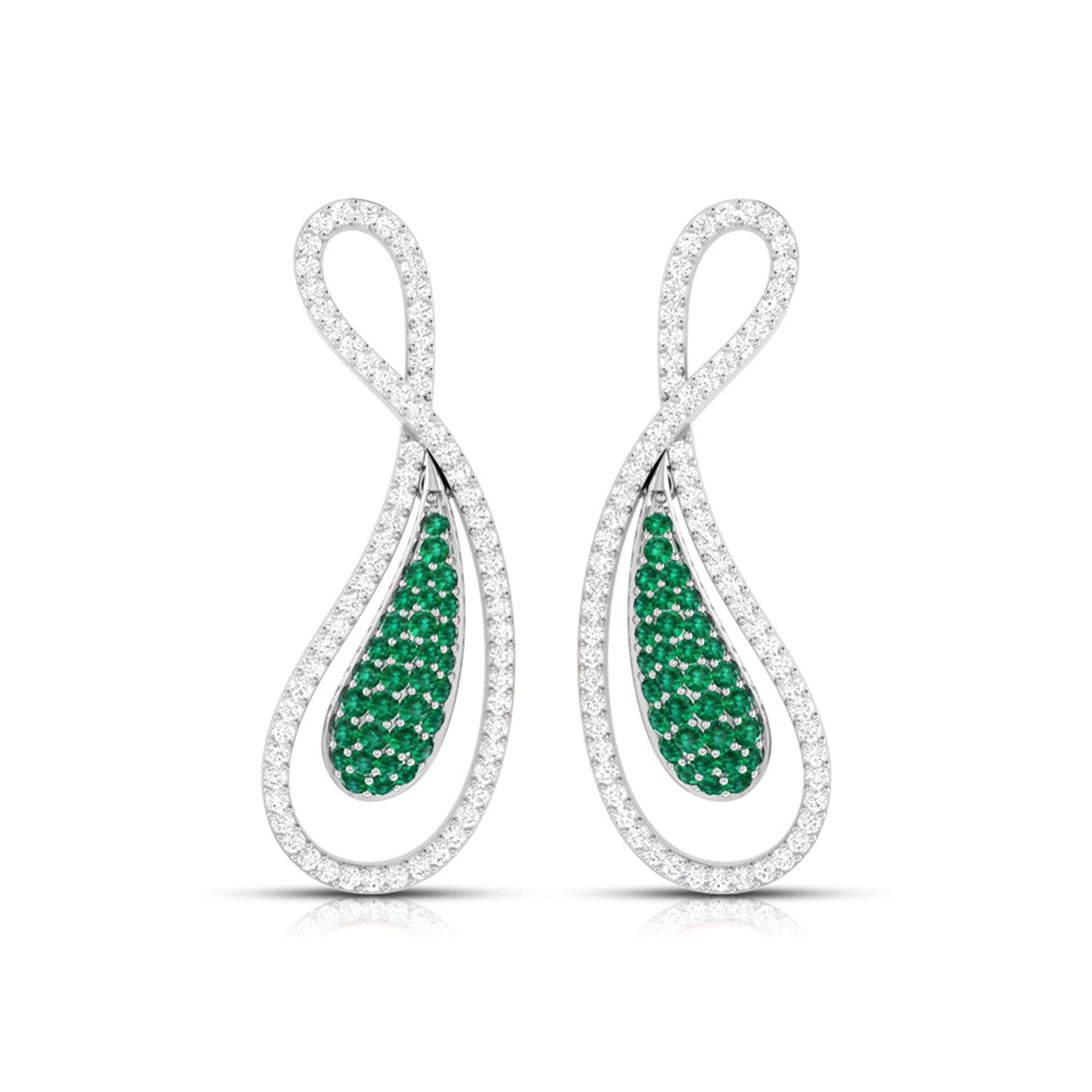 Designer Platinum with Diamond & Emerald Earrings for Women JL PT E NL8523E   Jewelove.US