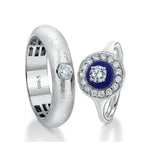 Load image into Gallery viewer, Designer Platinum Love Bands with Diamonds - Blue Enamel in Women's ring JL PT 991
