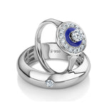 Load image into Gallery viewer, Designer Platinum Love Bands with Diamonds - Blue Enamel in Women's ring JL PT 991
