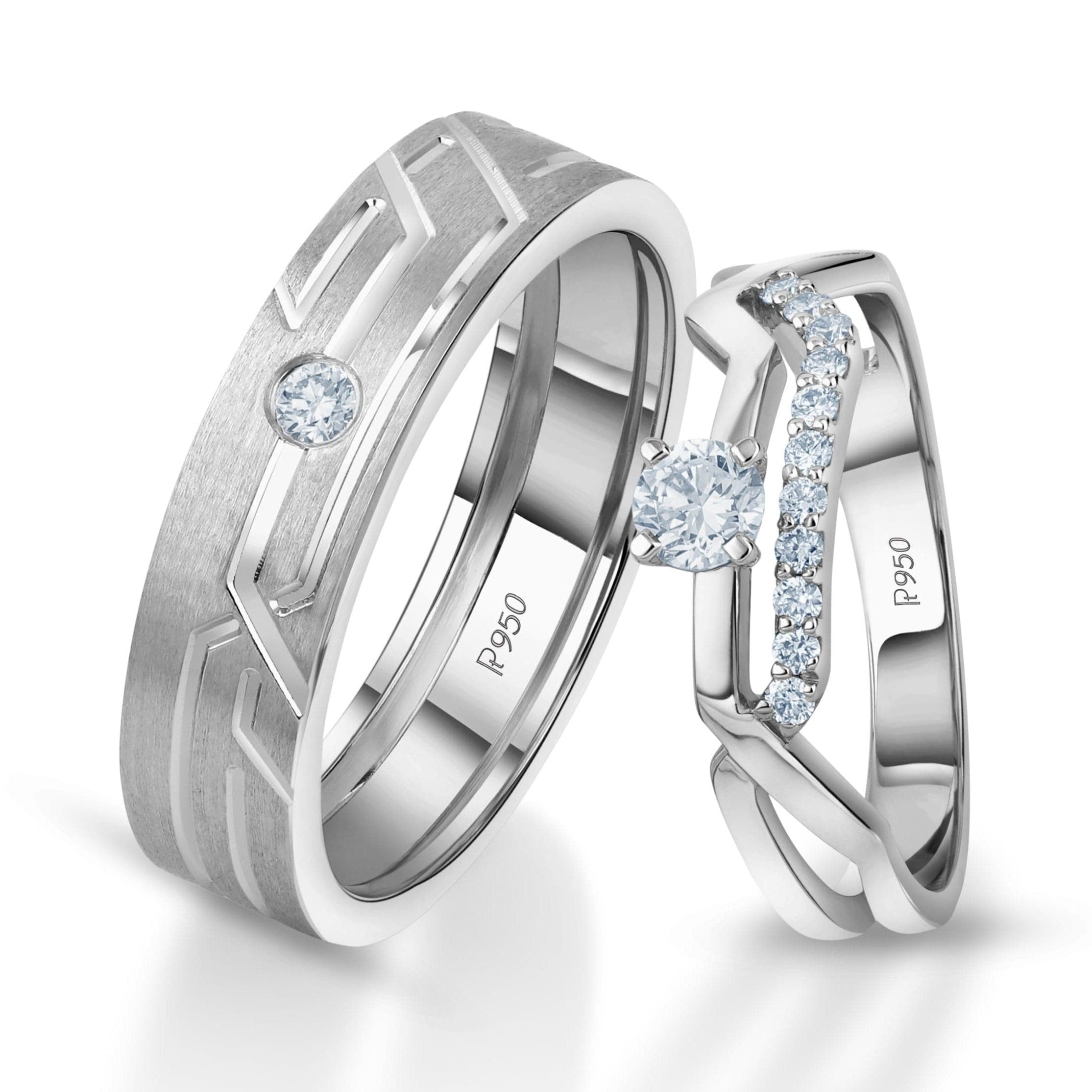 Designer Platinum Love Bands with Diamonds JL PT 1061