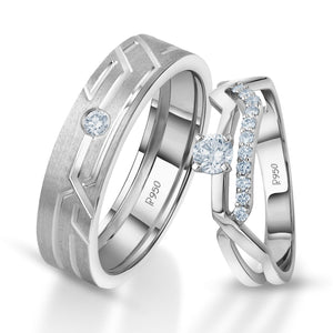 Designer Platinum Love Bands with Diamonds JL PT 1061