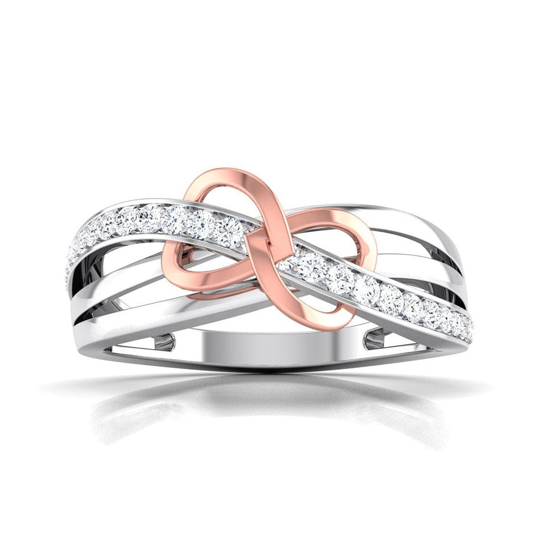 Designer Platinum Ring with Diamonds with A Touch of Rose Gold Polish JL PT 566