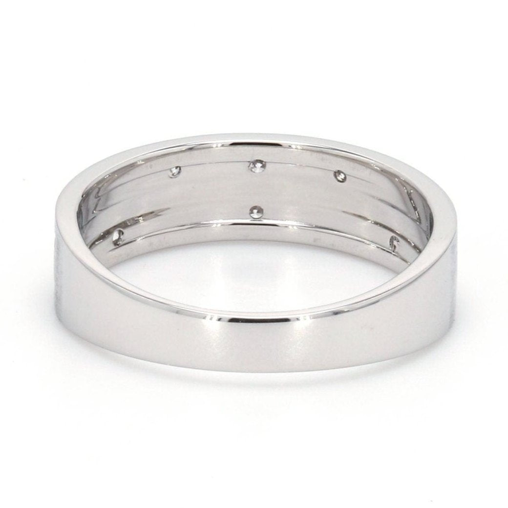 Designer Platinum Ring with Grooves & Diamonds for Women JL PT 570