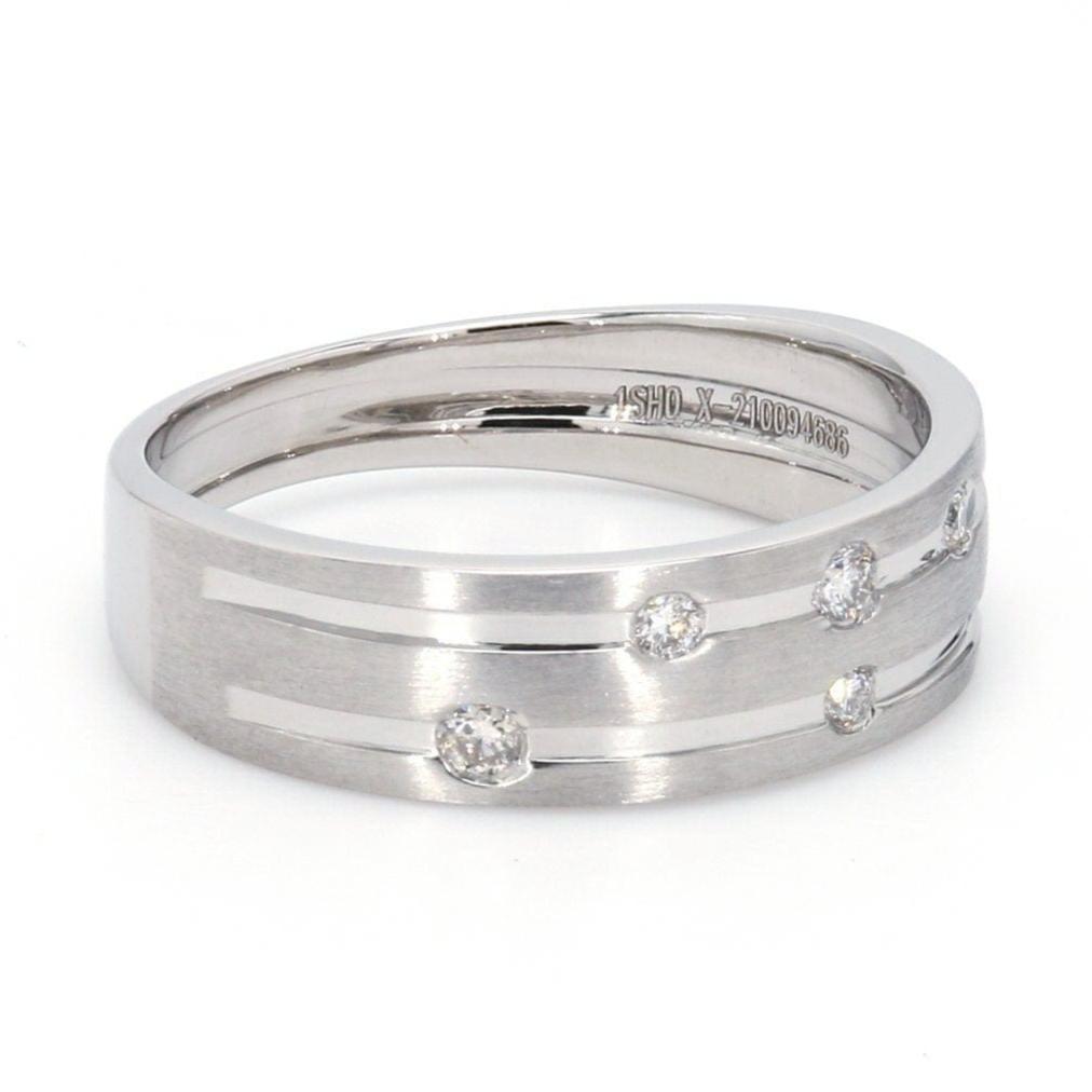 Designer Platinum Ring with Grooves & Diamonds for Women JL PT 570