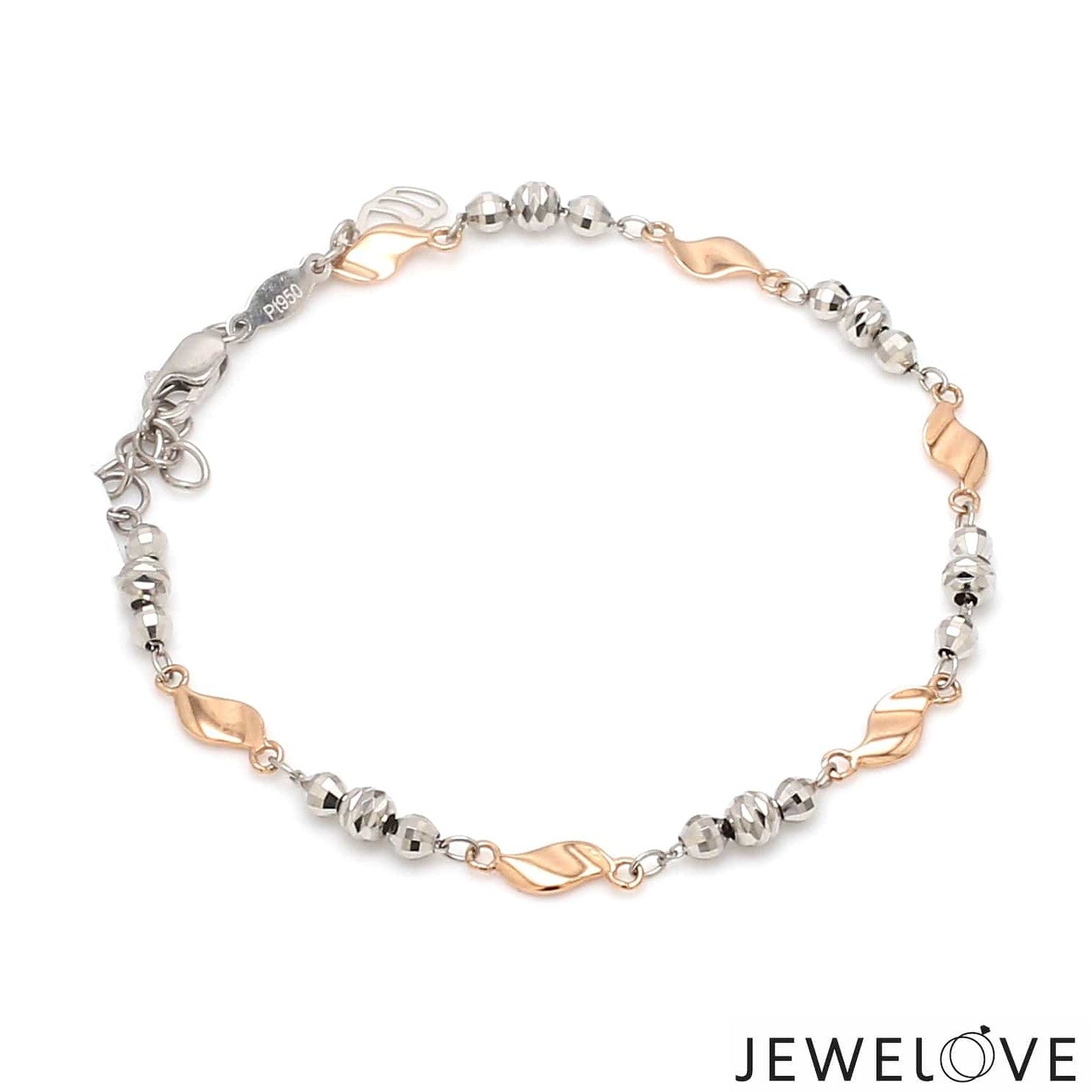 Designer Platinum & Rose gold Bracelet with Diamond Cut Balls JL PTB 1214