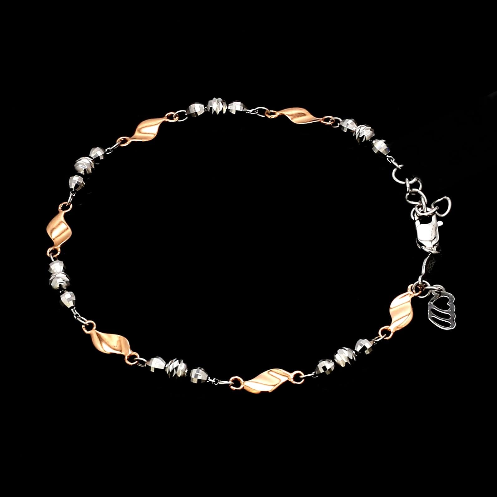 Designer Platinum & Rose gold Bracelet with Diamond Cut Balls JL PTB 1214
