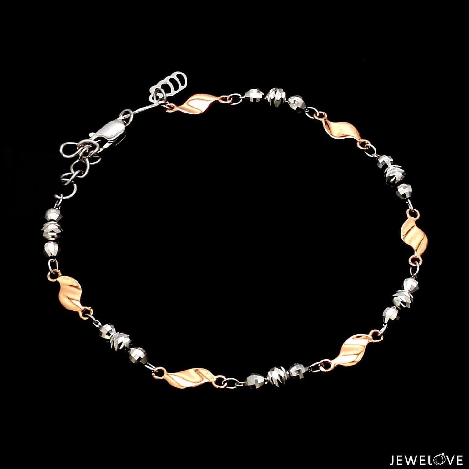 Designer Platinum & Rose gold Bracelet with Diamond Cut Balls JL PTB 1214