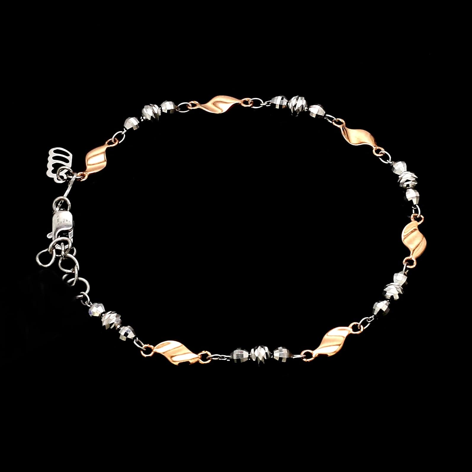 Designer Platinum & Rose gold Bracelet with Diamond Cut Balls JL PTB 1214