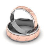 Load image into Gallery viewer, Designer Platinum &amp; Rose Gold Couple Rings with Slanting Grooves JL PT 639
