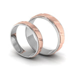 Load image into Gallery viewer, Designer Platinum &amp; Rose Gold Couple Rings with Slanting Grooves JL PT 639
