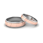 Load image into Gallery viewer, Designer Platinum &amp; Rose Gold Couple Rings with Slanting Grooves JL PT 639

