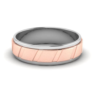 Designer Platinum & Rose Gold Couple Rings with Slanting Grooves JL PT 639