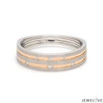 Load image into Gallery viewer, Designer Platinum Rose Gold Ring with Grooves &amp; Diamonds for Women JL PT 570-A
