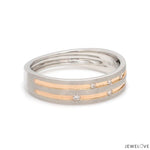 Load image into Gallery viewer, Designer Platinum Rose Gold Ring with Grooves &amp; Diamonds for Women JL PT 570-A
