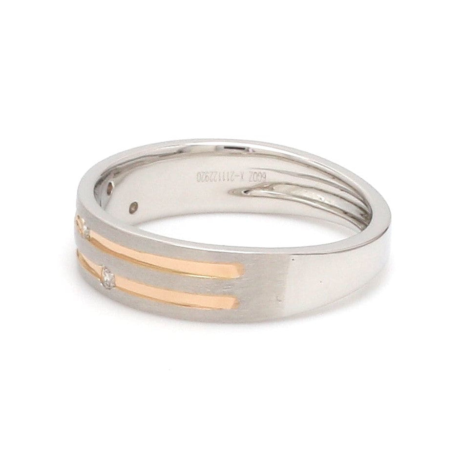 Designer Platinum Rose Gold Ring with Grooves & Diamonds for Women JL PT 570-A