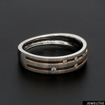Load image into Gallery viewer, Designer Platinum Rose Gold Ring with Grooves &amp; Diamonds for Women JL PT 570-A
