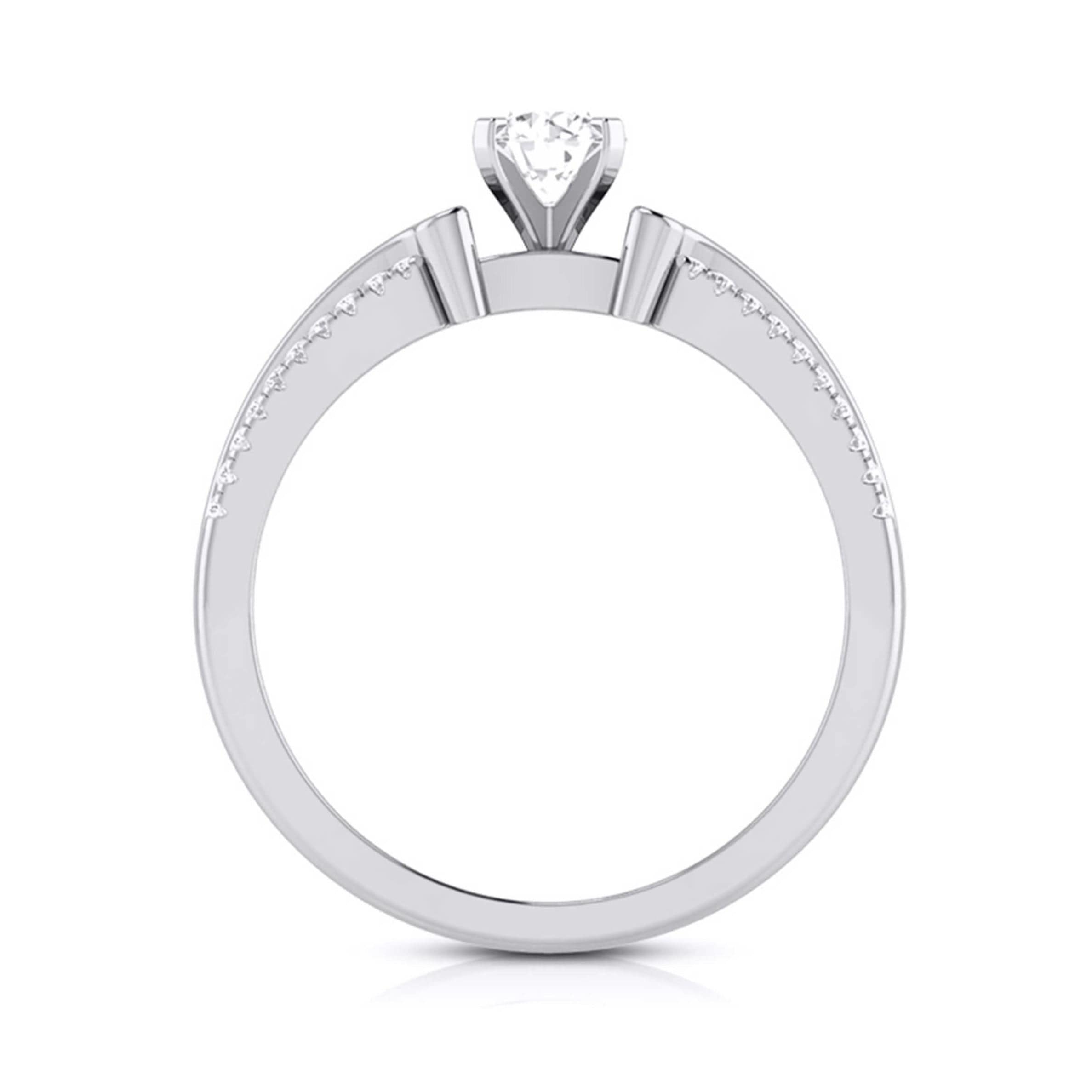 2-Carat Lab Grown Solitaire Engagement Ring for Women with 2-Row Diamonds Shank JL PT LG G-116-E   Jewelove.US