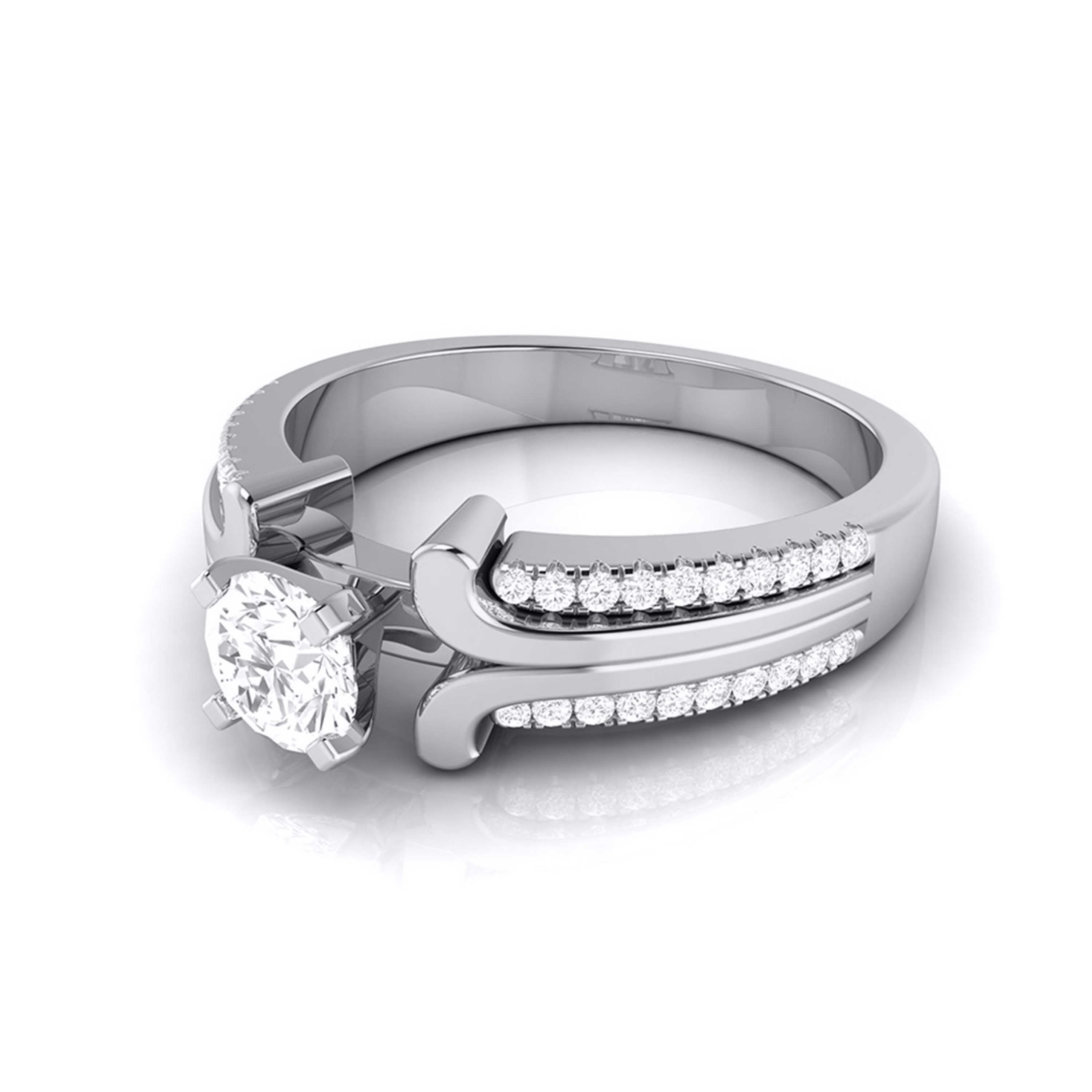 1-Carat Lab Grown Solitaire Engagement Ring for Women with 2-Row Diamonds Shank JL PT LG G-116-C   Jewelove.US