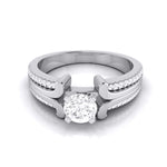 Load image into Gallery viewer, 70-Pointer Solitaire Engagement Ring for Women with 2-Row Diamonds Shank JL PT G 116-B   Jewelove.US
