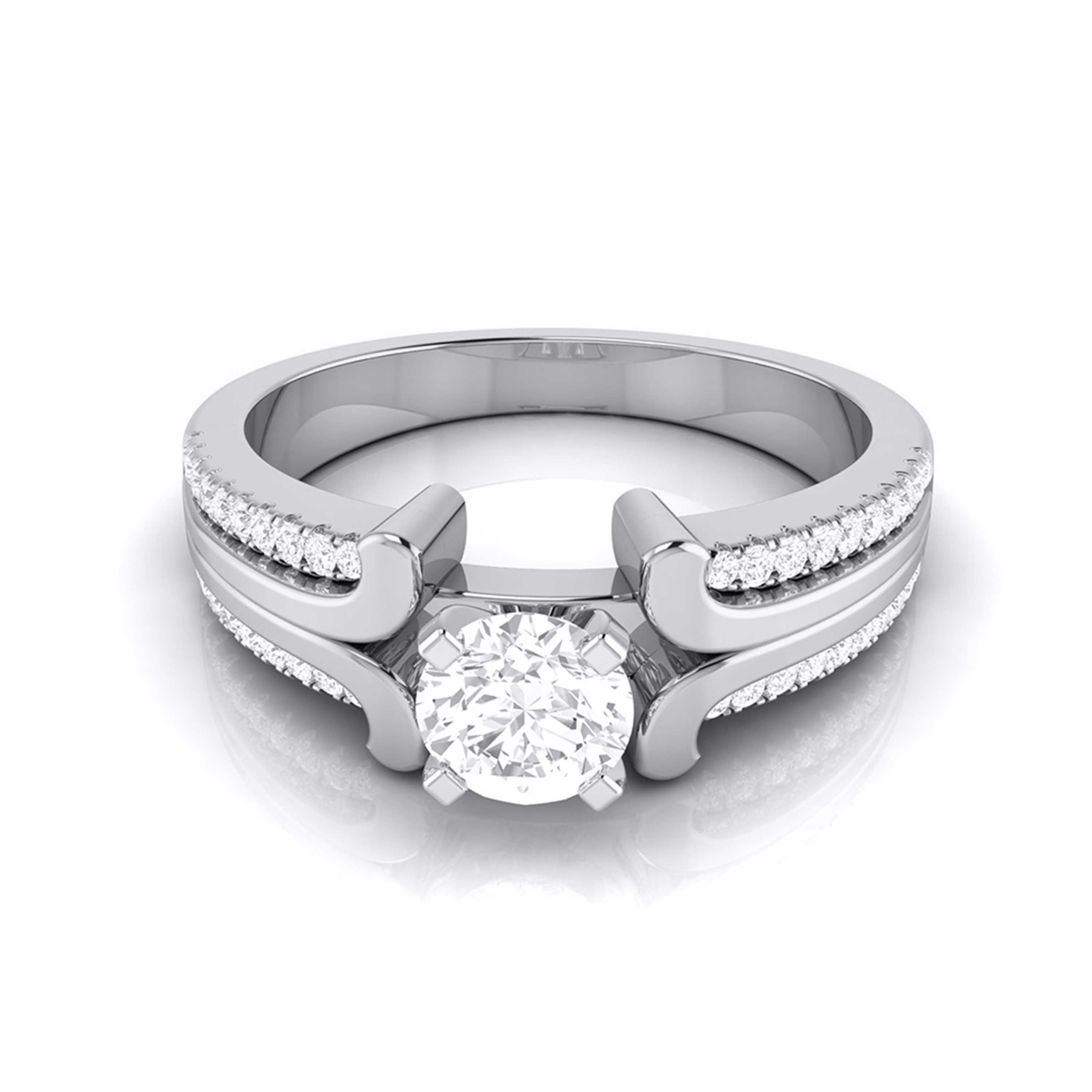 1.50-Carat Lab Grown Solitaire Engagement Ring for Women with 2-Row Diamonds Shank JL PT LG G-116-D   Jewelove.US