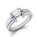 Load image into Gallery viewer, 1-Carat Solitaire Engagement Ring for Women with 2-Row Diamonds Shank JL PT G 116-C   Jewelove.US
