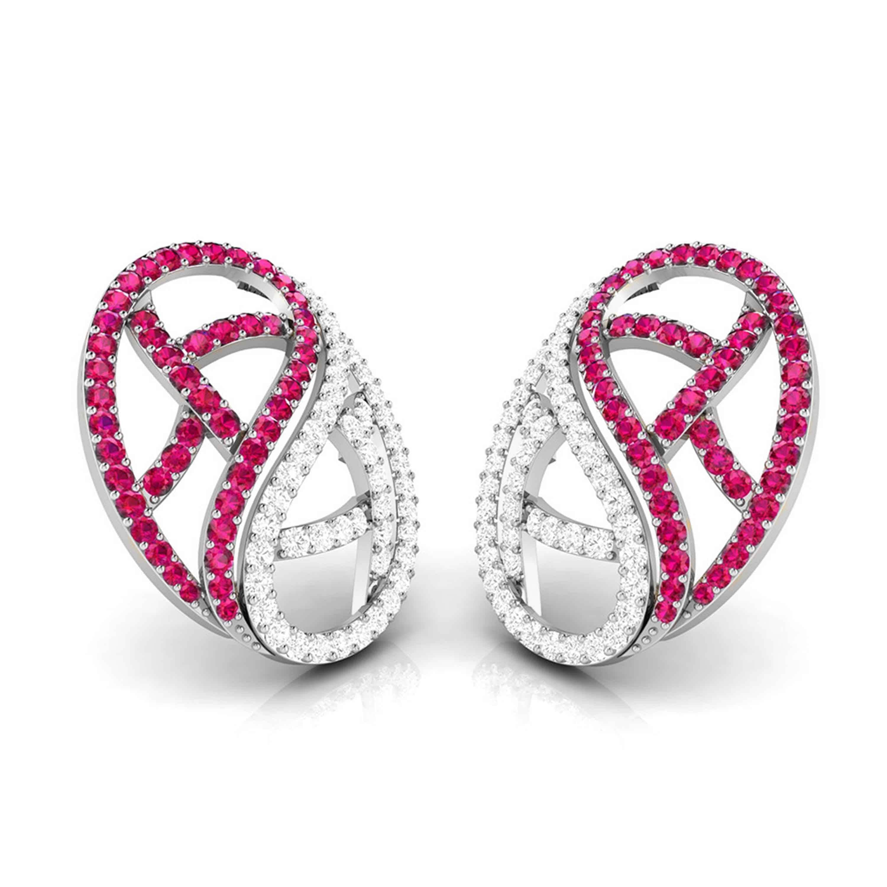 Designer Platinum Set with Diamond & Ruby for Women JL PT PE NL8526R  Earrings-only Jewelove.US