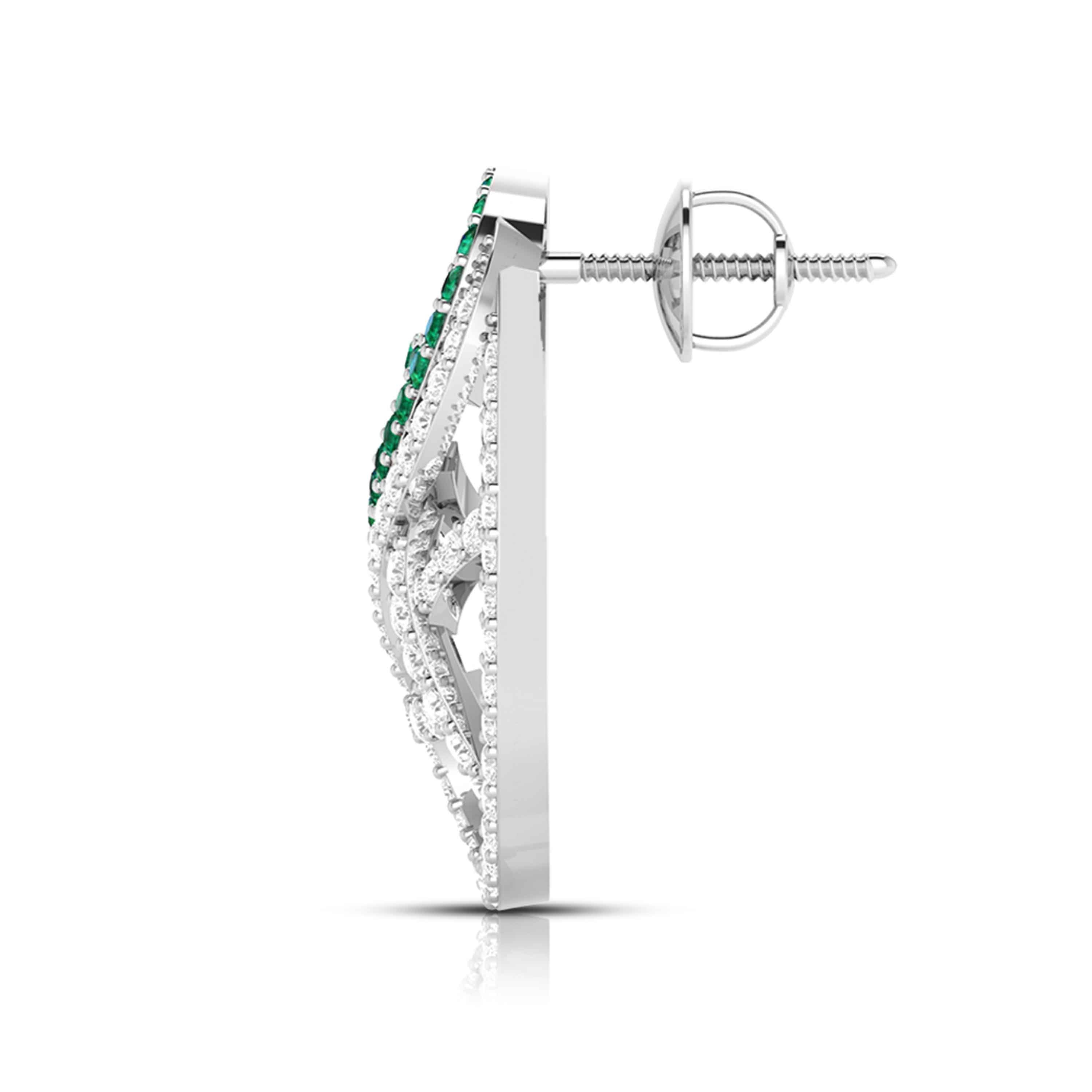 Designer Platinum with Diamond Emerald Earrings for Women JL PT E NL8526-E   Jewelove.US