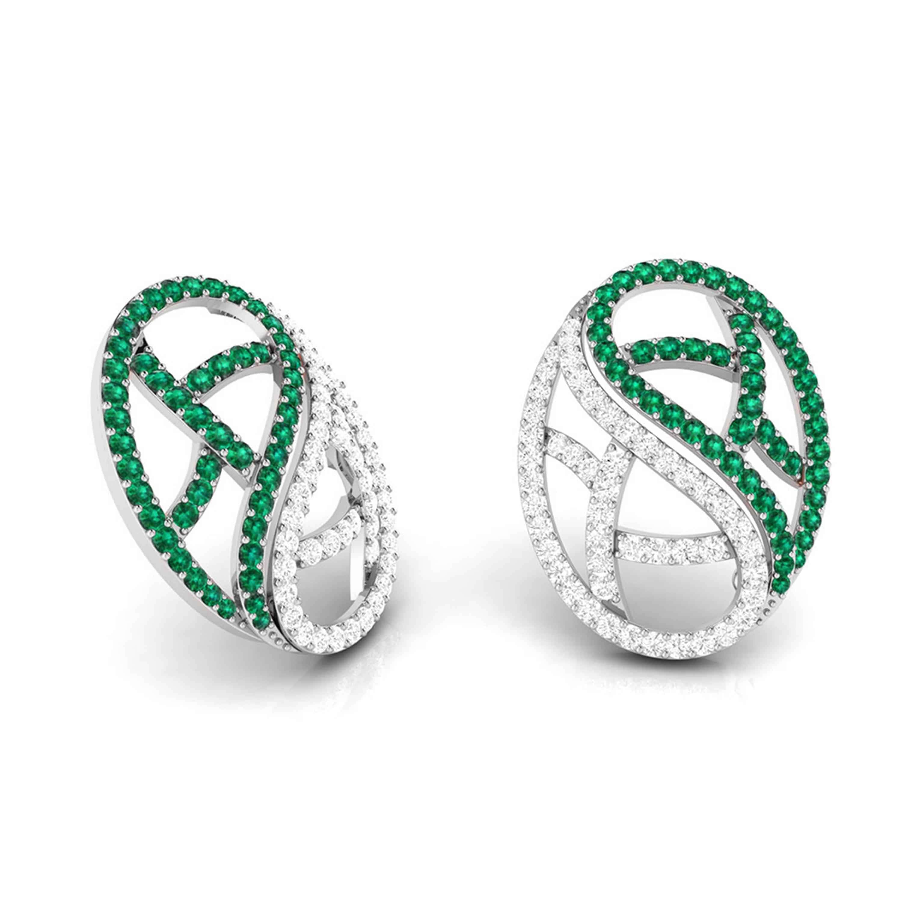 Designer Platinum with Diamond Emerald Earrings for Women JL PT E NL8526-E   Jewelove.US