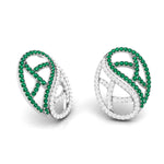 Load image into Gallery viewer, Designer Platinum with Diamond Emerald Earrings for Women JL PT E NL8526-E   Jewelove.US
