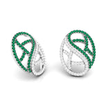 Load image into Gallery viewer, Designer Platinum with Diamond Emerald Earrings for Women JL PT E NL8526-E
