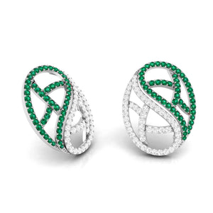 Designer Platinum with Diamond Emerald Earrings for Women JL PT E NL8526-E   Jewelove.US