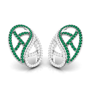 Designer Platinum with Diamond Emerald Earrings for Women JL PT E NL8526-E   Jewelove.US