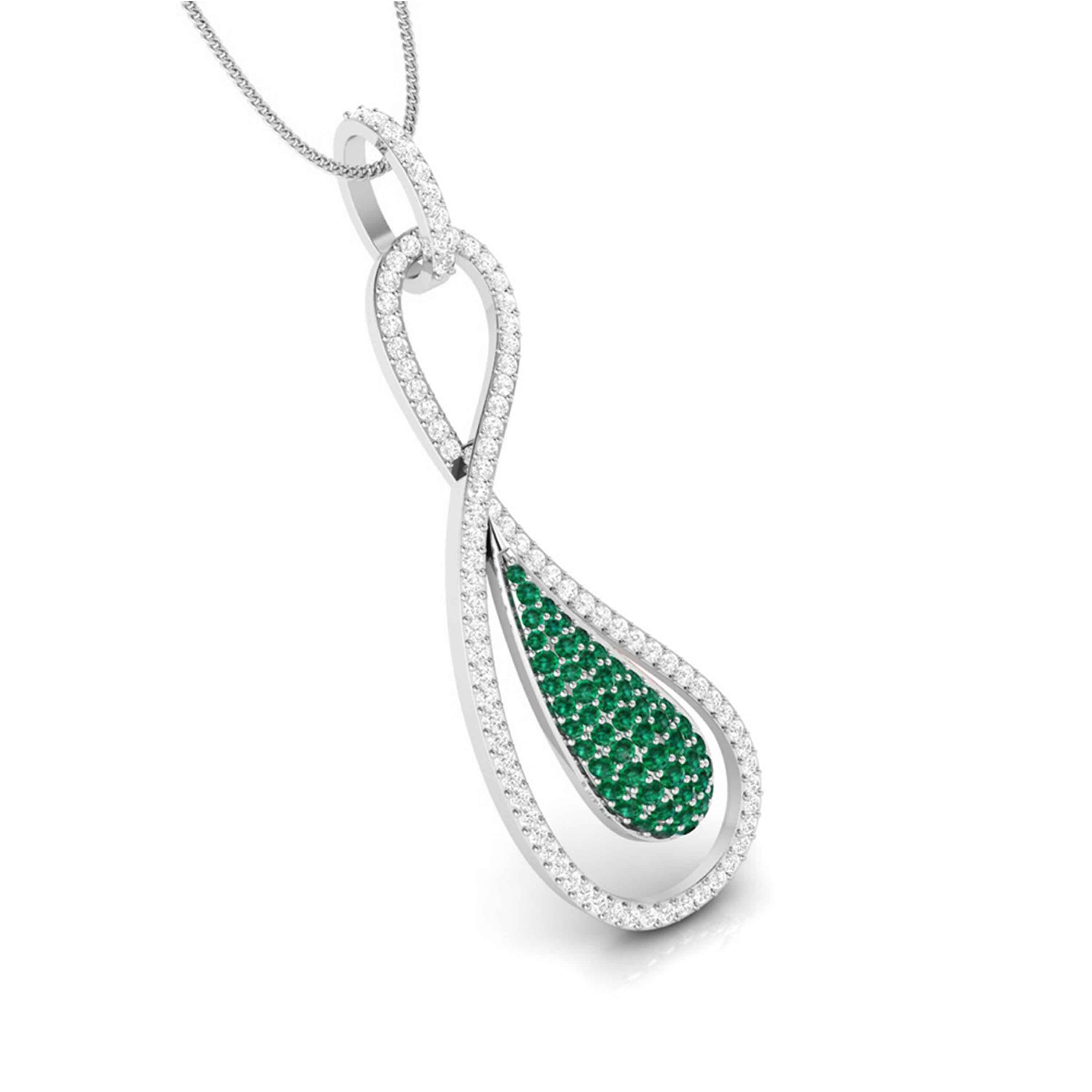 Designer Platinum with Diamond & Emerald Pendant for Women JL PT P NL8523E