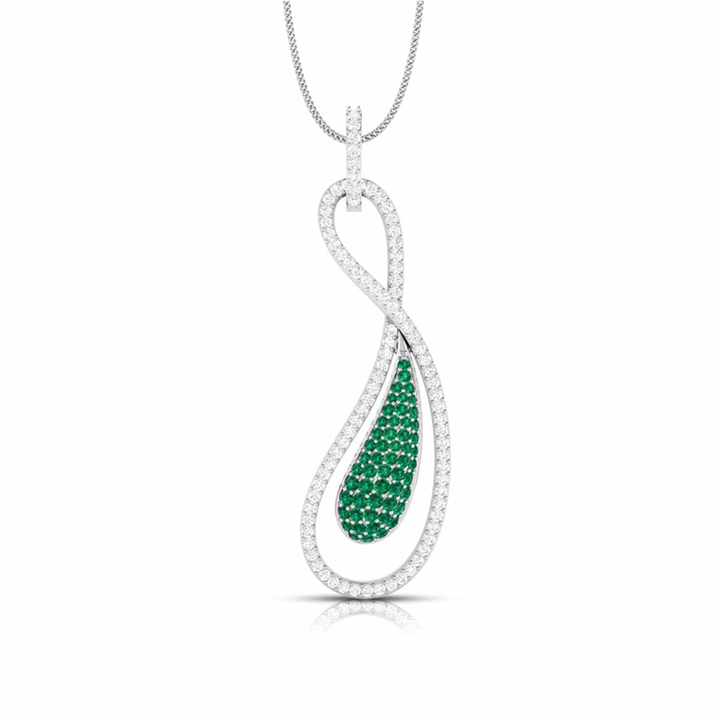 Designer Platinum with Diamond & Emerald Pendant for Women JL PT P NL8523E   Jewelove.US