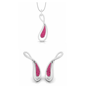 Designer Platinum Set with Diamond & Ruby for Women JL PT PE NL8523R   Jewelove.US