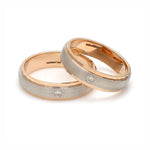 Load image into Gallery viewer, Designer Single Diamond Platinum Love Bands Rose Gold Base JL PT 655
