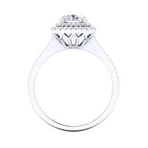 Designer Square Double Halo Solitaire Platinum Engagement Ring for Women JL PT 490