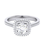 Load image into Gallery viewer, Designer Square Double Halo Solitaire Platinum Engagement Ring for Women JL PT 490
